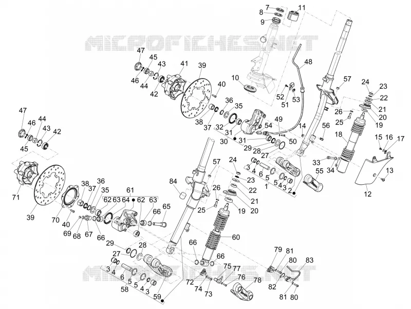Fourche/tube direction - Ensemble butée dir. VESPA VESPA-SCOOTER 300 GTS 2016  GTS ie Super