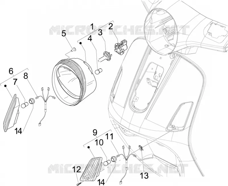 Eclairages avant - Clignotants VESPA VESPA-SCOOTER 300 GTS 2009  GTS ie Super