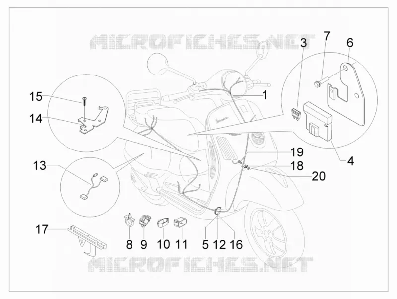 Faisceau de câbles principal VESPA VESPA-SCOOTER 300 GTS 2009  GTS ie Super
