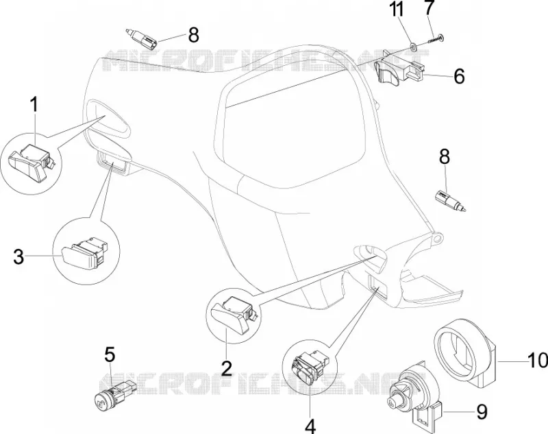 Inverseurs - Commutateurs - Boutons - Interrupteurs VESPA VESPA-SCOOTER 300 GTS 2013  GTS ie Super