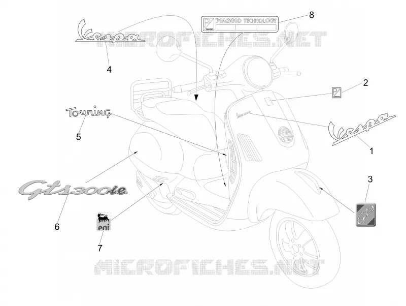 Monogrammes - Decorations VESPA VESPA-SCOOTER 300 GTS 2011  GTS ie Touring
