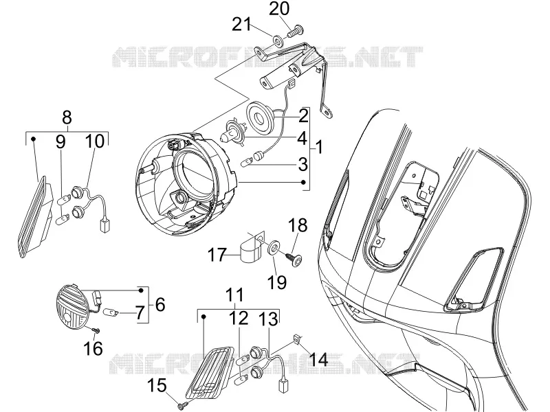 Eclairages avant - Clignotants VESPA VESPA-SCOOTER 300 GTS 2012  GTS ie Super Sport