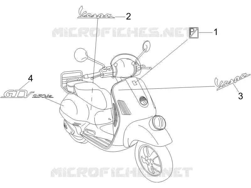 Monogrammes - Decorations VESPA VESPA-SCOOTER 250 GTV 2008  GTV ie