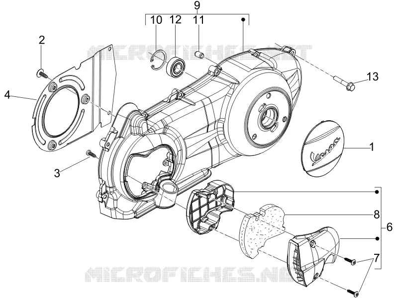 Couvercle carter - Refoidissement carter VESPA VESPA-SCOOTER 250 GTV 2006  GTV ie