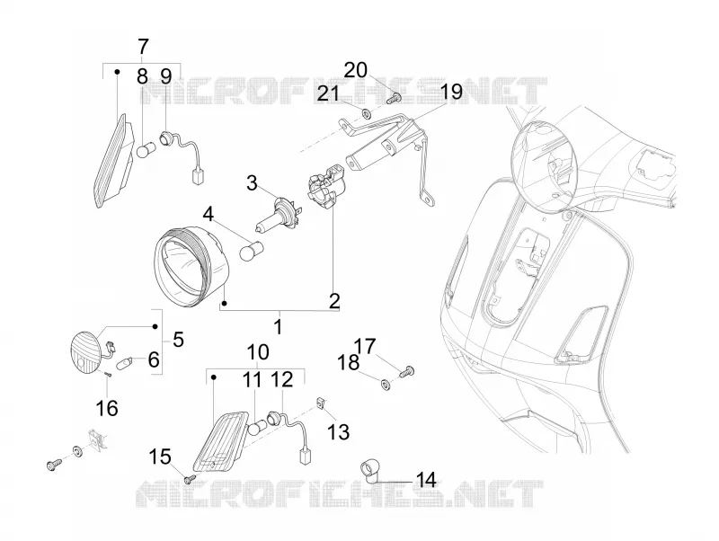 Eclairages avant - Clignotants VESPA VESPA-SCOOTER 250 GTV 2008  GTV ie