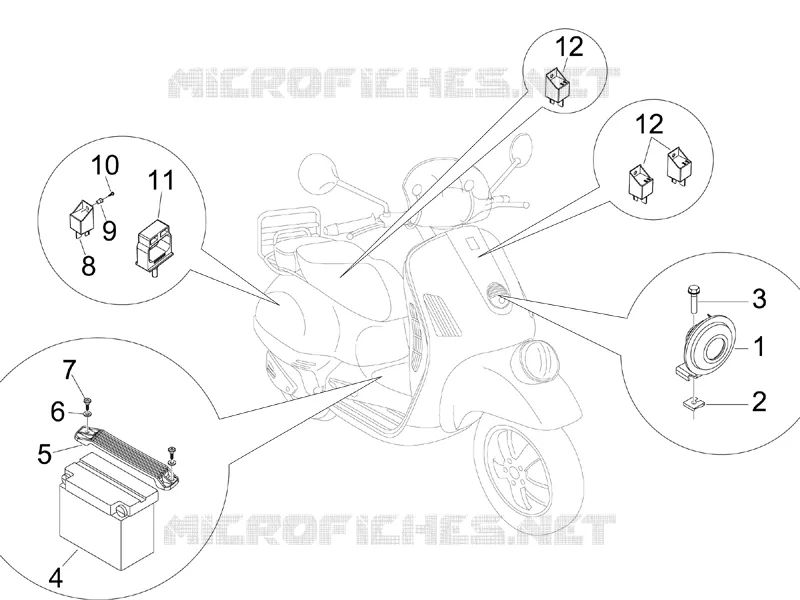 Relais - Batterie - Avertisseur sonore VESPA VESPA-SCOOTER 250 GTV 2007  GTV ie