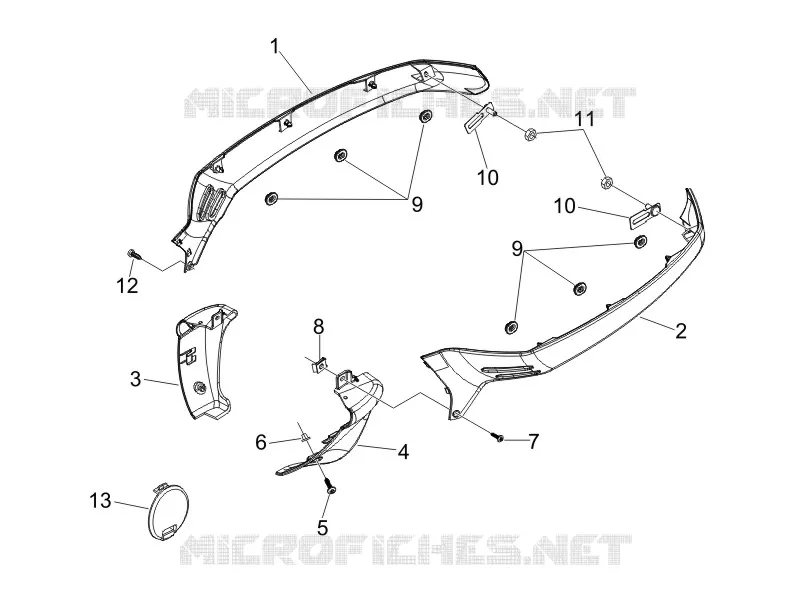 Couvertures laterales - Spoiler VESPA VESPA-SCOOTER 250 GTV 2007  GTV ie Navy