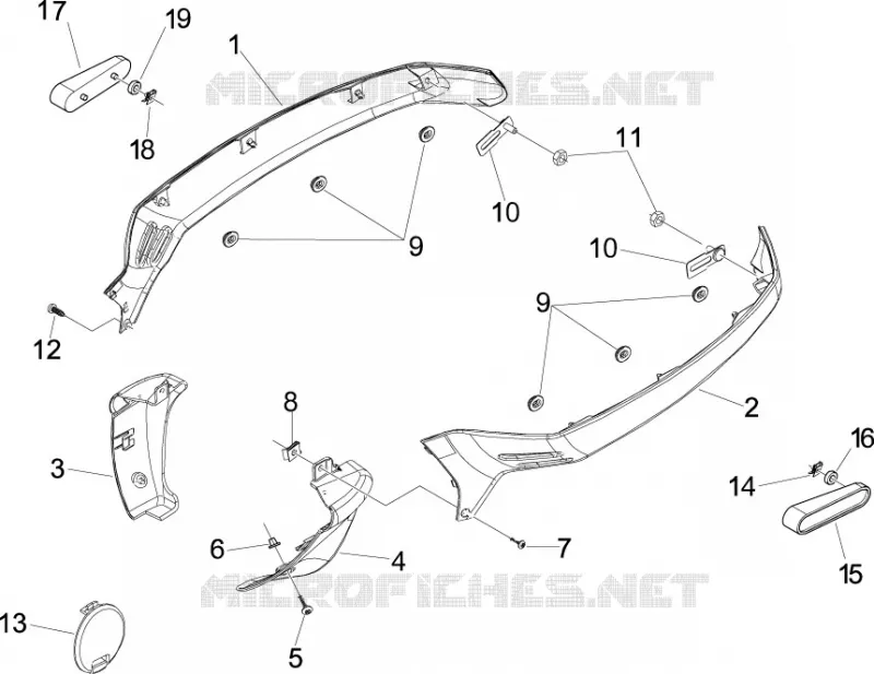 Couvertures laterales - Spoiler VESPA VESPA-SCOOTER 300 GTV 2009  GTV 4T 4V ie Touring
