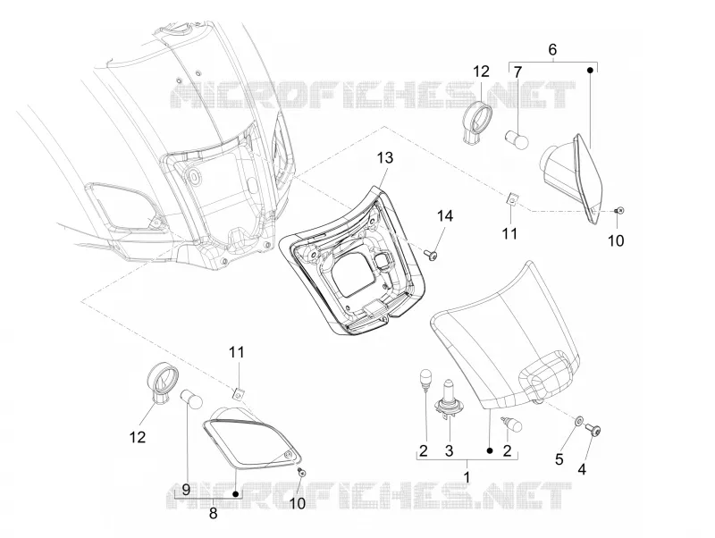 Eclairages arrière - Clignotants VESPA VESPA-SCOOTER 300 GTV 2009  GTV 4T 4V ie Touring