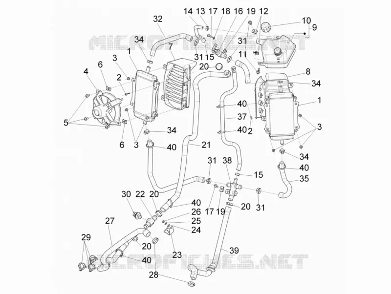 Instalation de refoidissement VESPA VESPA-SCOOTER 300 GTV 2012  GTV 4T 4V ie Touring