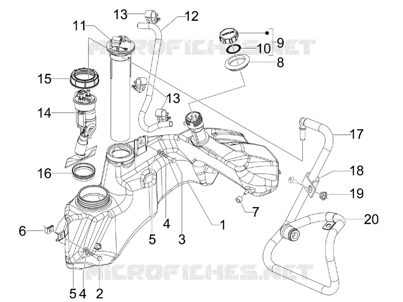 Réservoir carburant VESPA VESPA-SCOOTER 300 GTV 2009  GTV 4T 4V ie Touring