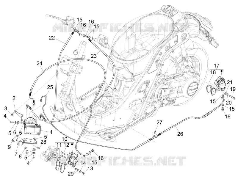 Système frein ABS VESPA VESPA-SCOOTER 300 GTV 2009  GTV 4T 4V ie Touring