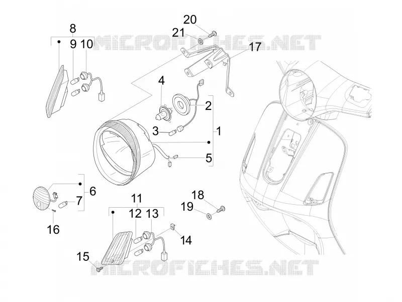 Eclairages avant - Clignotants VESPA VESPA-SCOOTER 300 GTV 2012  GTV 4T 4V ie