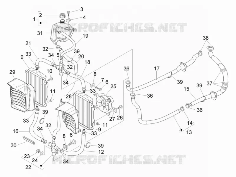 Instalation de refoidissement VESPA VESPA-SCOOTER 300 GTV 2012  GTV 4T 4V ie