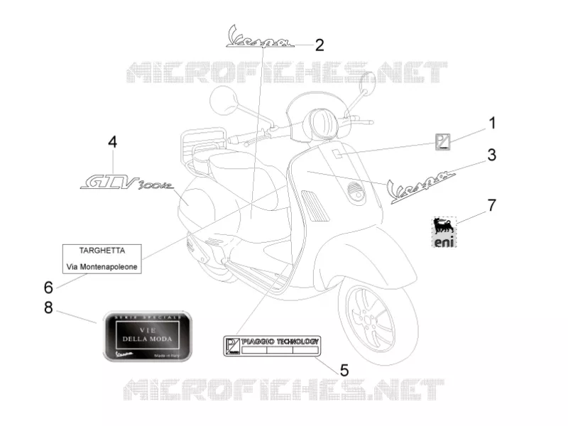 Monogrammes - Decorations VESPA VESPA-SCOOTER 300 GTV 2010  GTV 4T 4V ie