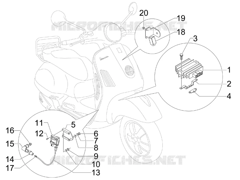 Régulateurs de tension - Centrales electroniques - Bobine H.T. VESPA VESPA-SCOOTER 300 GTV 2011  GTV 4T 4V ie