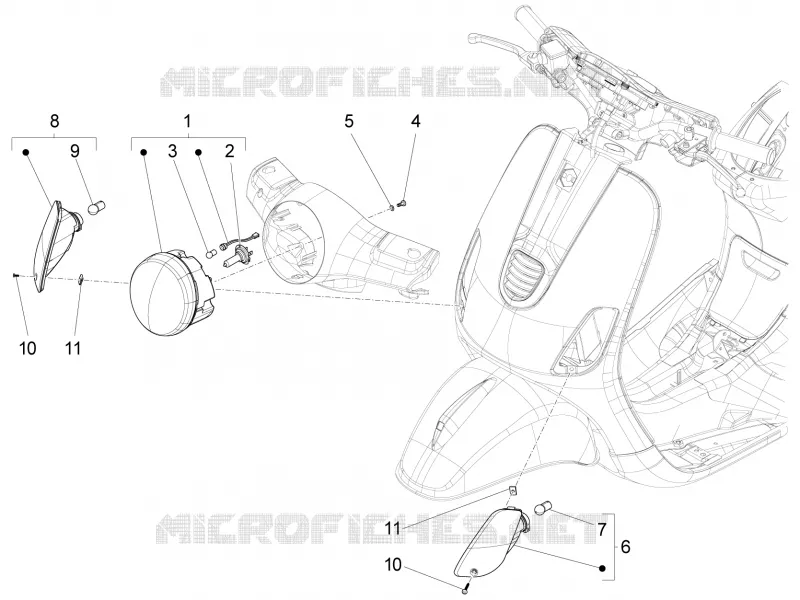 Eclairages avant - Clignotants VESPA VESPA-SCOOTER 125 LT 2014  LT 4T 3V ie E3