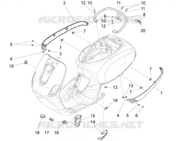 Couvertures laterales - Spoiler VESPA VESPA-SCOOTER 125 LX 2014  LX 4T 3V ie