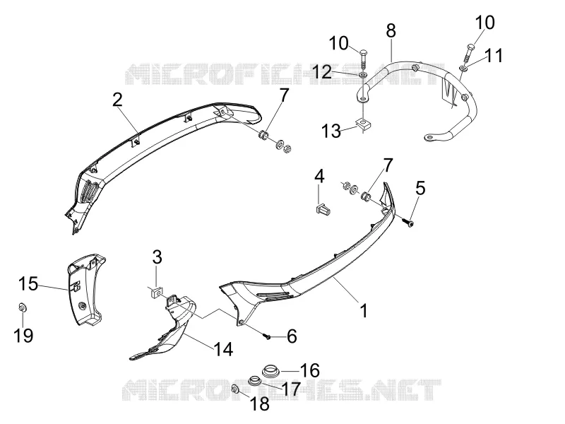 Couvertures laterales - Spoiler VESPA VESPA-SCOOTER 125 LX 2009  LX 4T E3