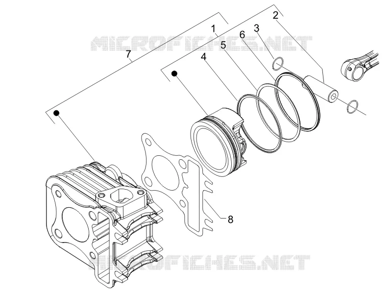 Groupe cylindre-piston-axe VESPA VESPA-SCOOTER 125 LX 2009  LX 4T ie E3