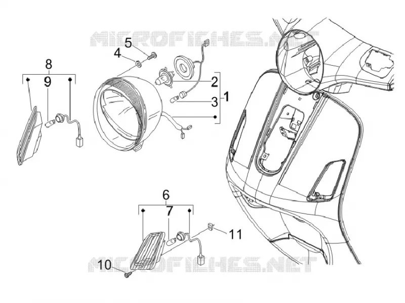 Eclairages avant - Clignotants VESPA VESPA-SCOOTER 125 LX 2011  LX 4T ie E3
