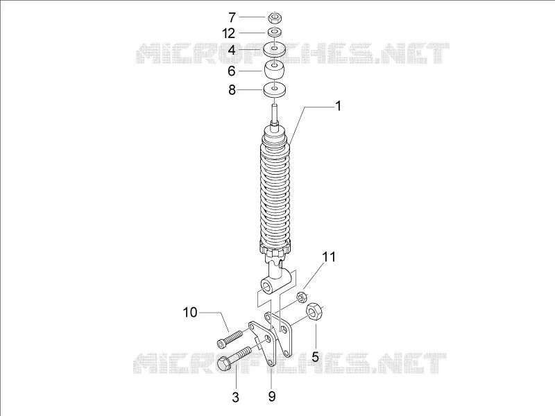 Suspension arrière - Amortisseur/s VESPA VESPA-SCOOTER 125 LX 2011  LX 4T ie E3 Touring