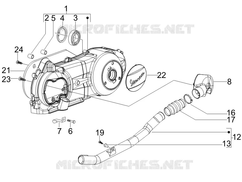 Couvercle carter - Refoidissement carter VESPA VESPA-SCOOTER 150 LX 2006  LX 4T