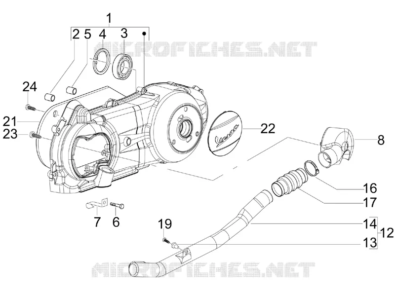 Couvercle carter - Refoidissement carter VESPA VESPA-SCOOTER 150 LX 2006  LX 4T