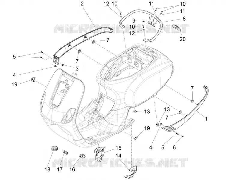 Couvertures laterales - Spoiler VESPA VESPA-SCOOTER 150 LX 2014  LX 4T 2V ie E3