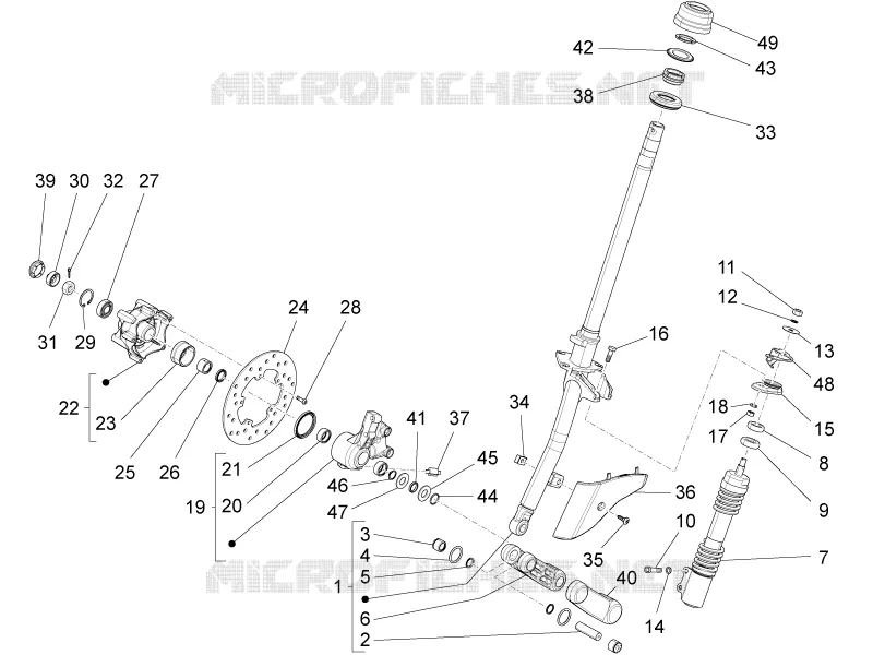Fourche/tube direction - Ensemble butée dir. VESPA VESPA-SCOOTER 150 LX 2013  LX 4T 2V ie E3