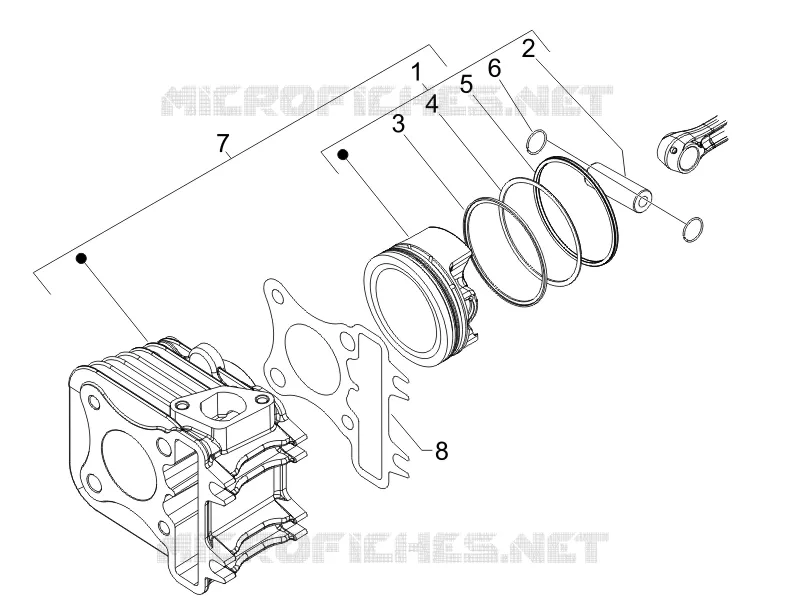 Groupe cylindre-piston-axe VESPA VESPA-SCOOTER 150 LX 2006  LX 4T E3