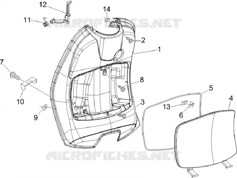 Coffre avant - Contre-tablier VESPA VESPA-SCOOTER 150 LX 2009  LX 4T E3
