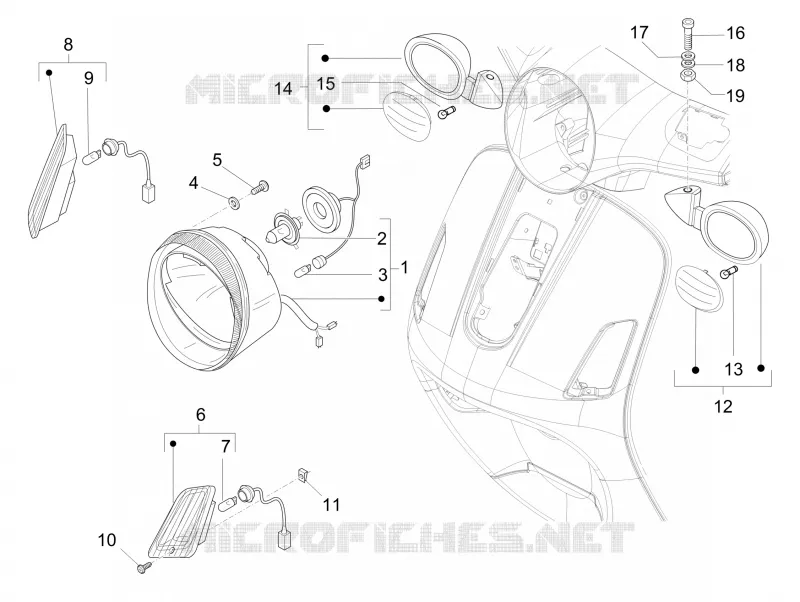 Eclairages avant - Clignotants VESPA VESPA-SCOOTER 150 LX 2011  LX 4T ie