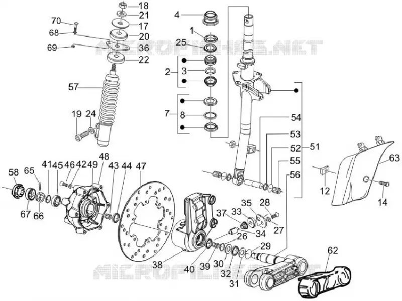 Fourche/tube direction - Ensemble butée dir. VESPA VESPA-SCOOTER 150 LX 2012  LX 4T ie E3