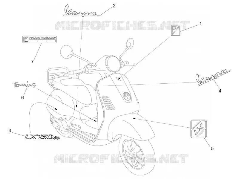Monogrammes - Decorations VESPA VESPA-SCOOTER 150 LX 2012  LX 4T ie Touring