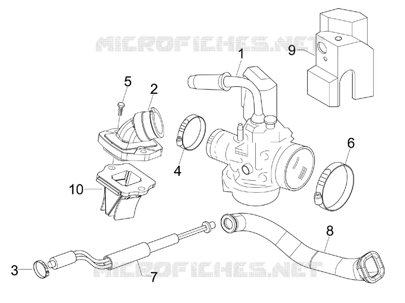 Carburateur complet - Raccord d'admission VESPA VESPA-SCOOTER 50 LX 2012  LX 2T E2 Touring (30Km/h)