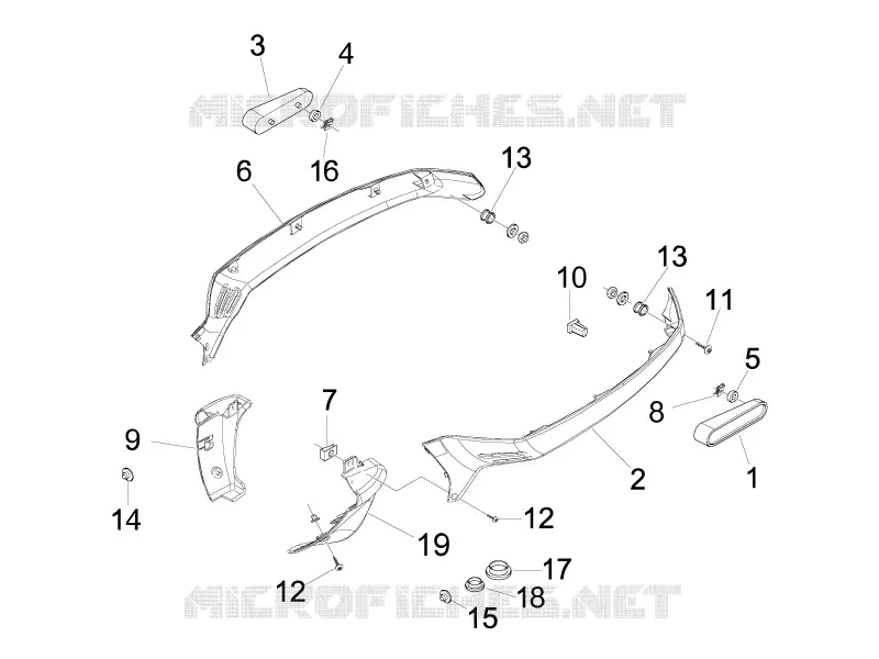 Couvertures laterales - Spoiler VESPA VESPA-SCOOTER 50 LX 2012  LX 2T E2 Touring (30Km/h)