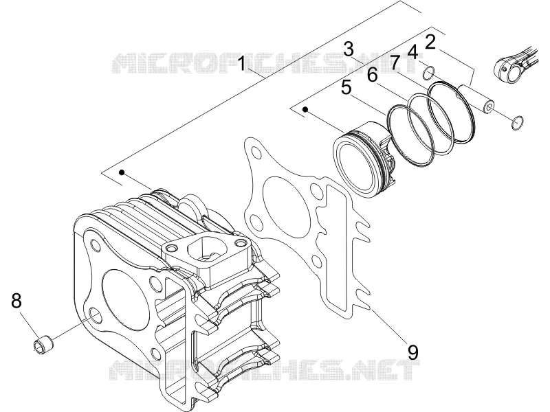 Groupe cylindre-piston-axe VESPA VESPA-SCOOTER 50 LX 2006  LX 4T