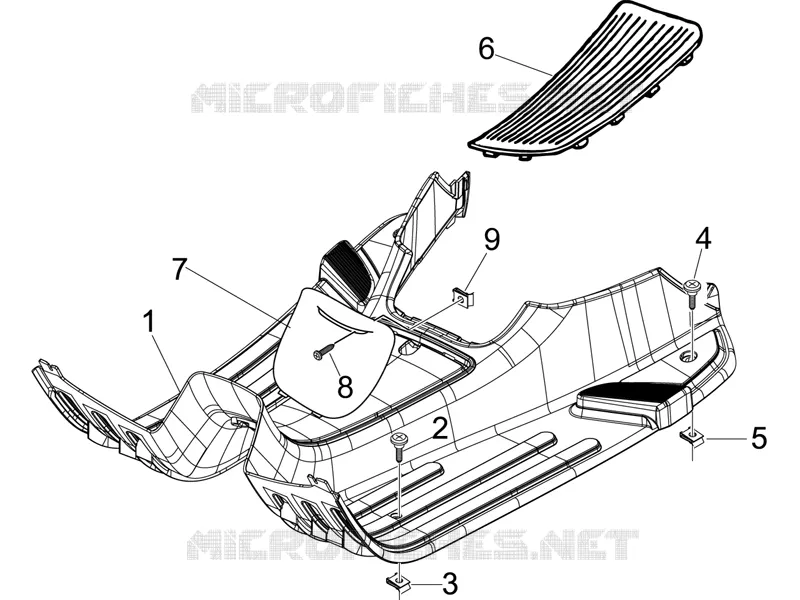 Protection centrale - Repose-pieds VESPA VESPA-SCOOTER 50 LX 2007  LX 4T