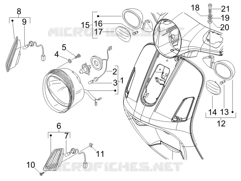 Eclairages avant - Clignotants VESPA VESPA-SCOOTER 50 LX 2008  LX 4T