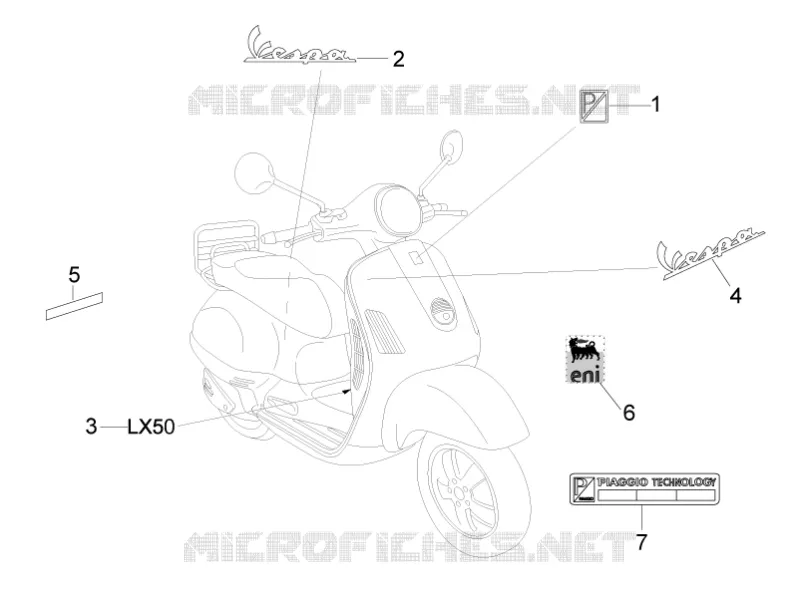 Monogrammes - Decorations VESPA VESPA-SCOOTER 50 LX 2012  LX 4T-2V 25Km/h