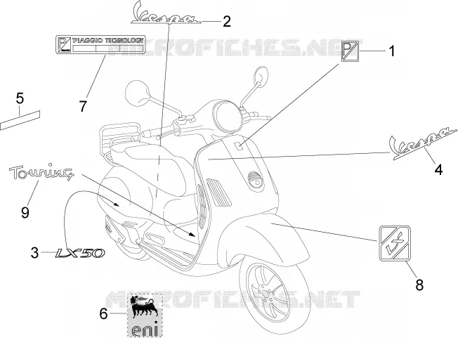 Monogrammes - Decorations VESPA VESPA-SCOOTER 50 LX 2011  LX 4T 2V 25 Km/h Touring