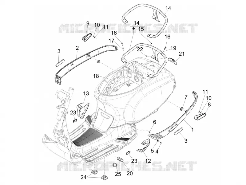 Couvertures laterales - Spoiler VESPA VESPA-SCOOTER 50 LX 2013  LX 4T-4V