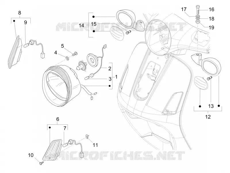Eclairages avant - Clignotants VESPA VESPA-SCOOTER 50 LX 2012  LX 4T-4V
