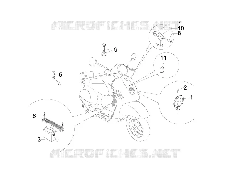 Relais - Batterie - Avertisseur sonore VESPA VESPA-SCOOTER 50 LX 2011  LX 4T-4V Touring