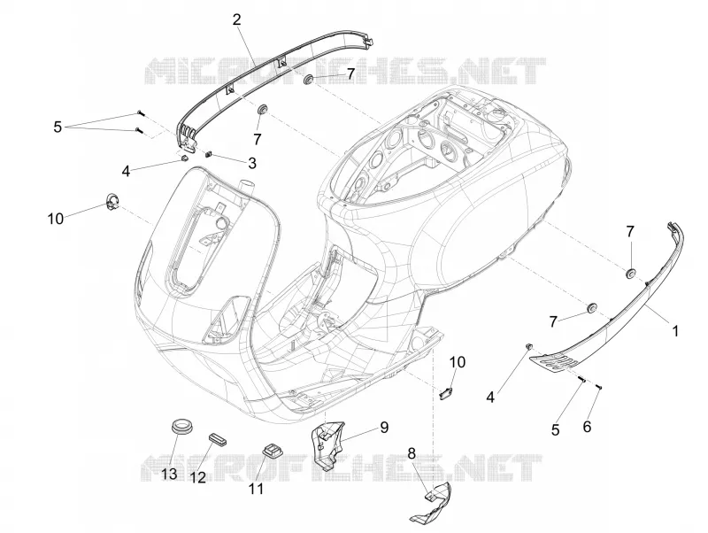 Couvertures laterales - Spoiler VESPA VESPA-SCOOTER 125 LXV 2015  LXV 4T 3V E3