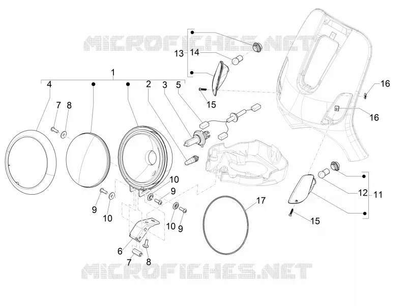 Eclairages avant - Clignotants VESPA VESPA-SCOOTER 125 LXV 2013  LXV 4T 3V E3