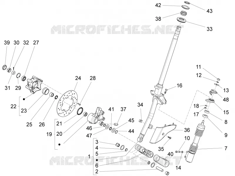 Fourche/tube direction - Ensemble butée dir. VESPA VESPA-SCOOTER 125 LXV 2013  LXV 4T 3V E3