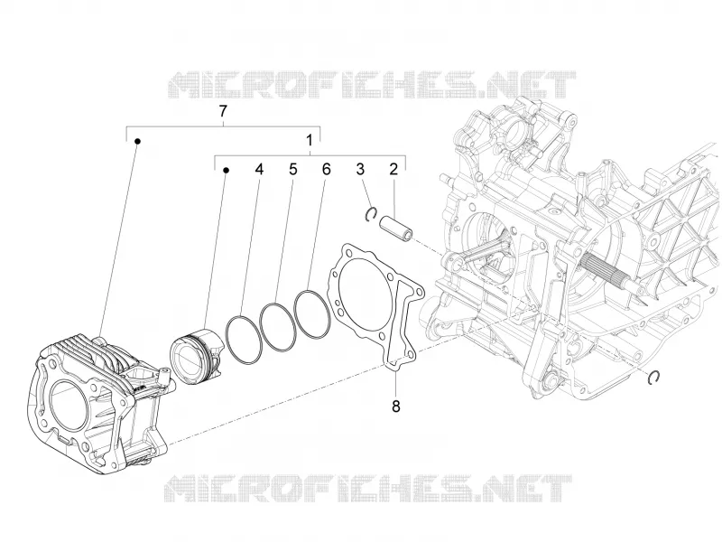 Groupe cylindre-piston-axe VESPA VESPA-SCOOTER 125 LXV 2016  LXV 4T 3V E3