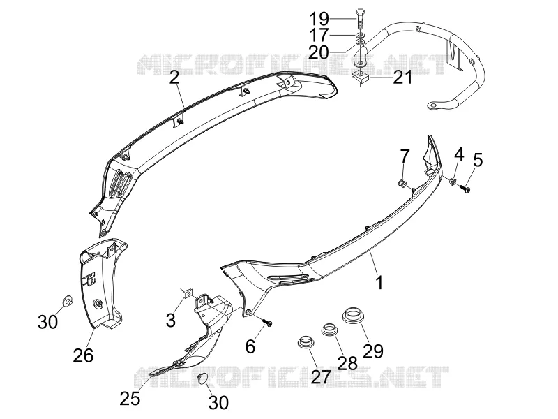 Couvertures laterales - Spoiler VESPA VESPA-SCOOTER 125 LXV 2007  LXV 4T E3